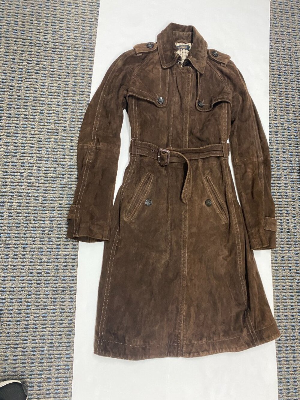GORGEOUS VINTAGE GERRY WEBER BROWN SUEDE TRENCH COAT